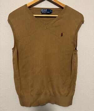 Polo Ralph Lauren V-Neck Knit Sweater Vest Pima Cotton Logo Mens size S